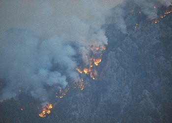 Kemer’deki orman yangını ile çaba sürüyor