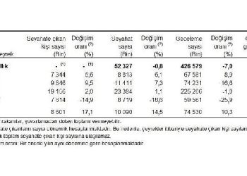 Yurt içinde ikamet eden 8 milyon 601 bin kişi seyahate çıktı
