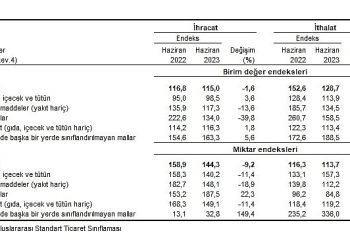 TÜİK: İhracat ünite bedel endeksi %1,6 azaldı