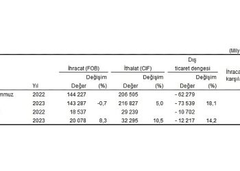 Temmuz ayında genel ticaret sistemine nazaran ihracat yüzde 8,3, ithalat yüzde 10,5 arttı
