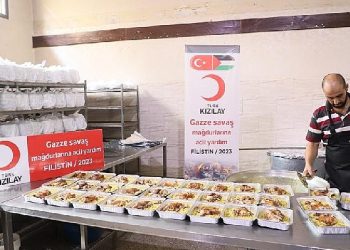 Kızılay’ın Gazze’deki Aşevi Yine Yemek Çıkarmaya Başladı