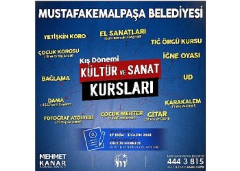 Mustafakemalpaşa’da kültür sanat kursları kış devri kayıtları başlıyor