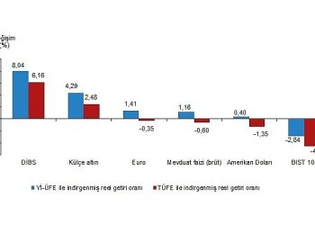 Aylık en yüksek gerçek getiri Devlet İç Borçlanma Senetleri (DİBS)’te oldu
