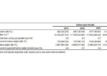 Turizm Uydu Hesabı, 2019-2022